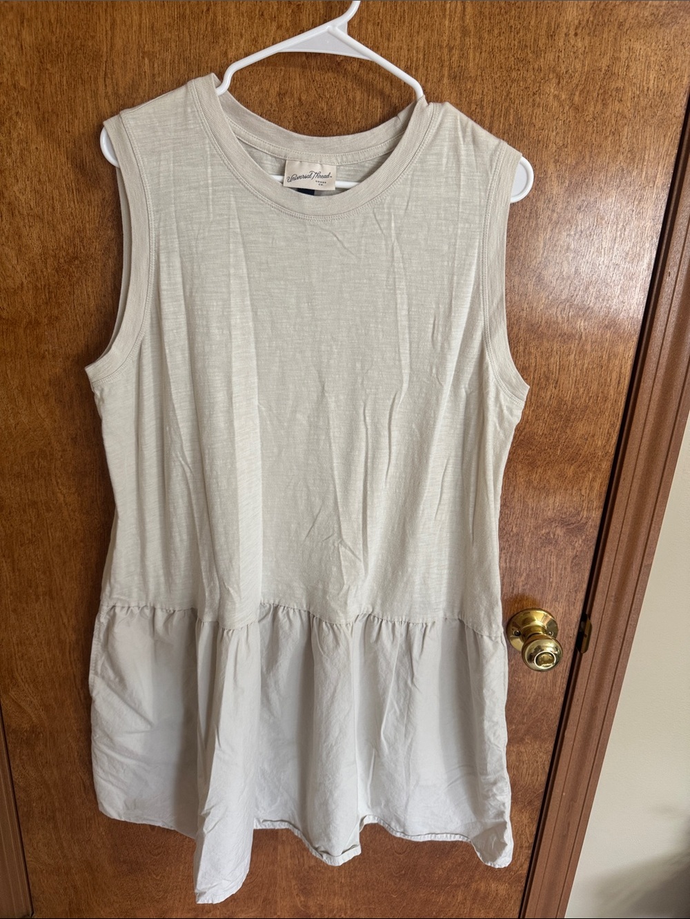 Universal Thread Cream Ruffle-Hem Tank top dress